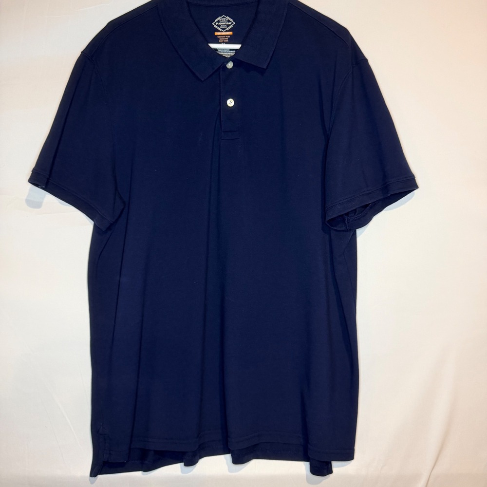 St Johns Bay Mens XL Navy Blue Performance Short Sleeve Polo Shirt Comfort Flex